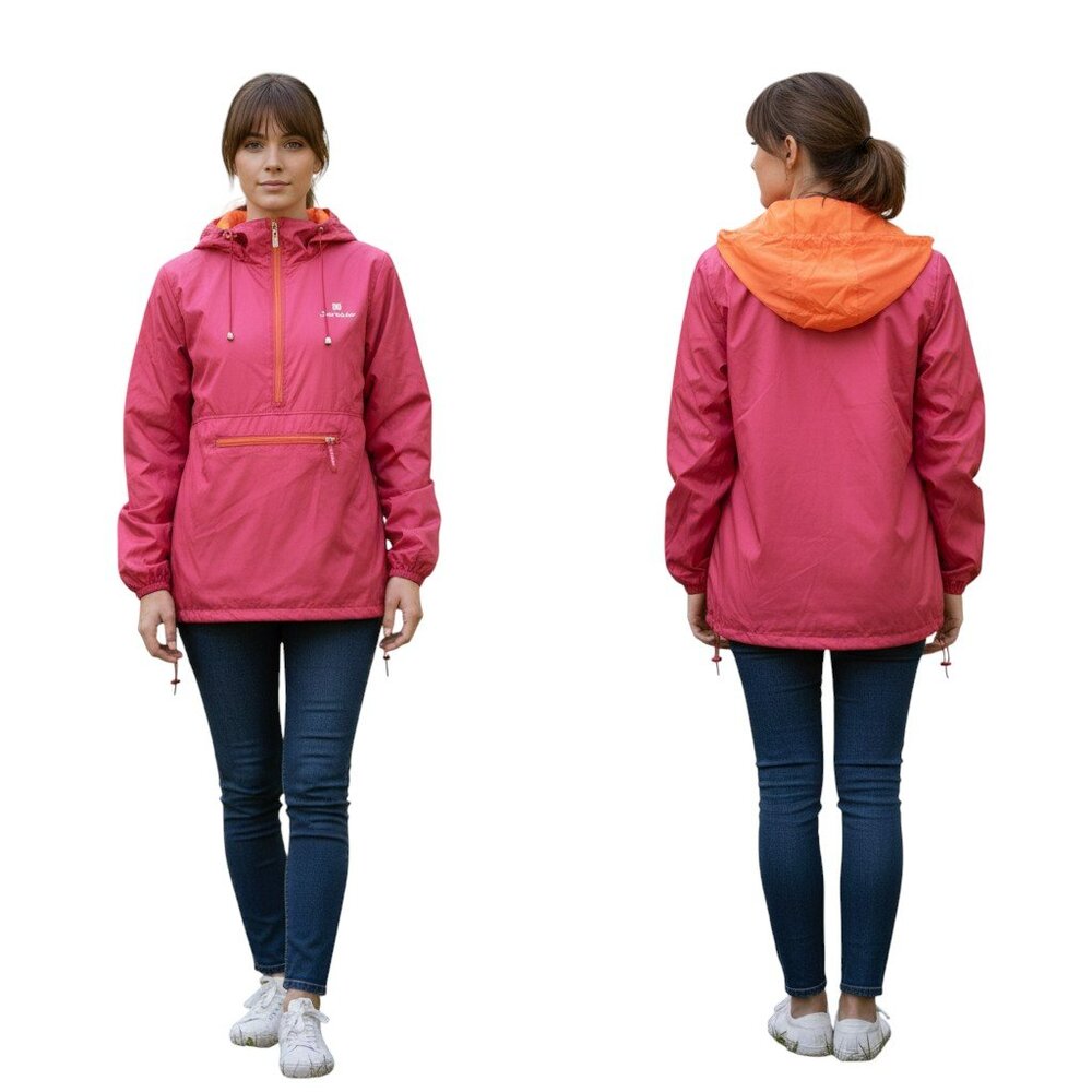Juan Valdez Colombia Pink Orange Hooded Windbreaker Jacket M